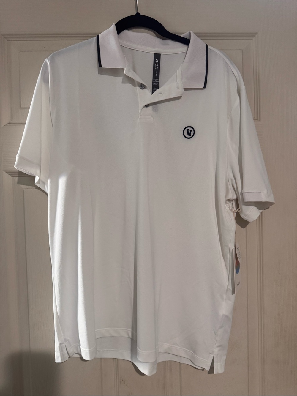 Vuori White Gamepoint Polo with Navy Contrast Trim